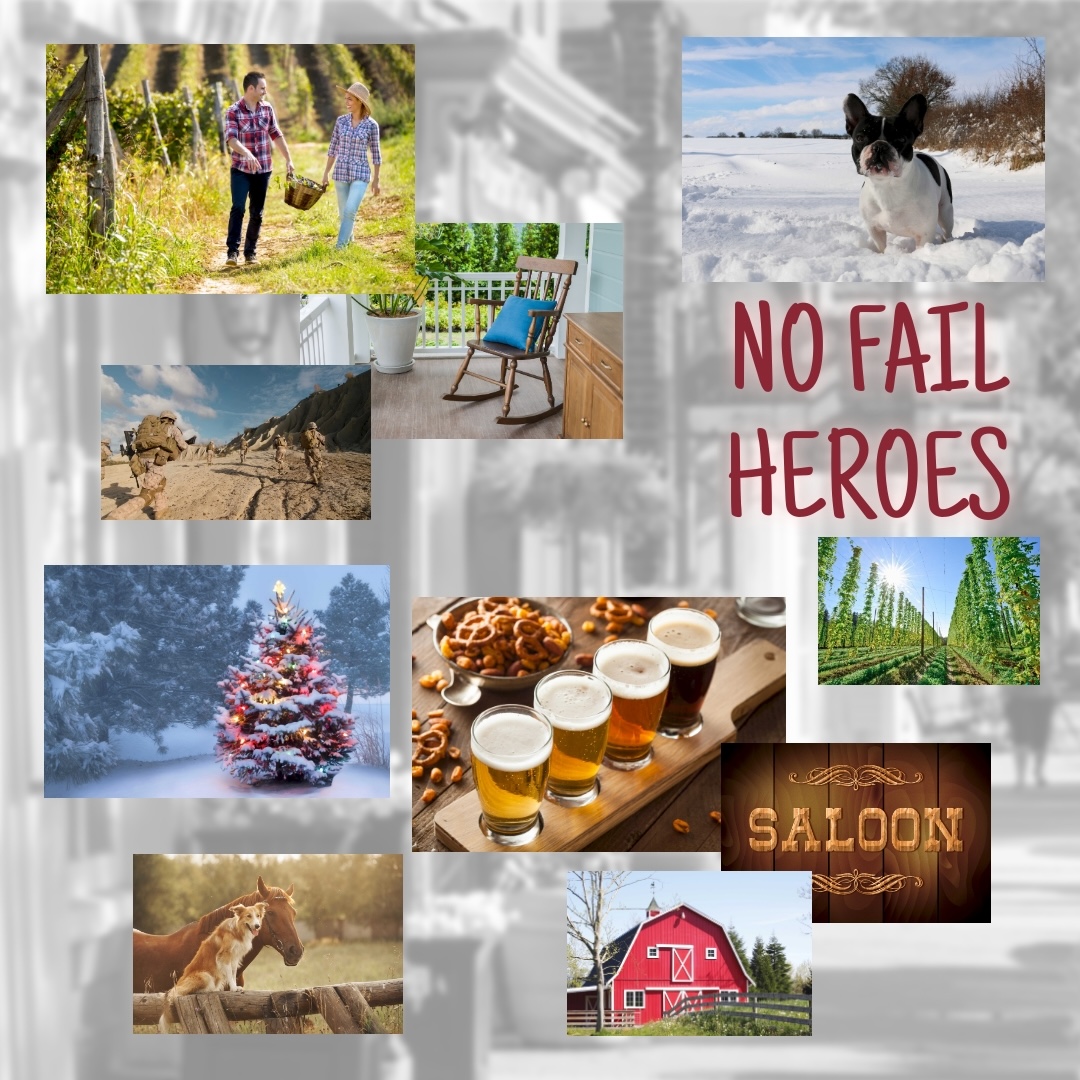 An ode to Jemi's No Fail Heroes (spelled with an F despite the town of Phail being spelled with a P H), featuring photos like a flight of beer, outdoorsy photos and a barn.