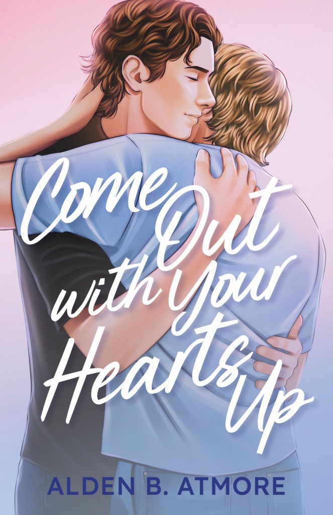 Two young men, one with brown hair, one blond, embracing each other tenderly (cover illustration and design by @seajart)